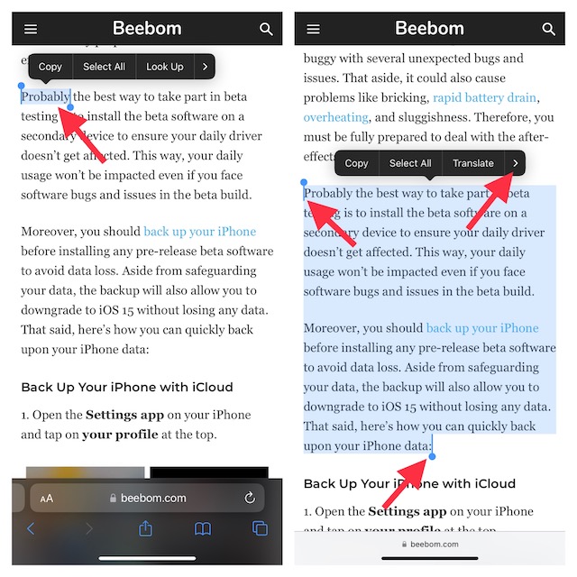సేవ్ చేయడానికి వచనాన్ని ఎంచుకోండి